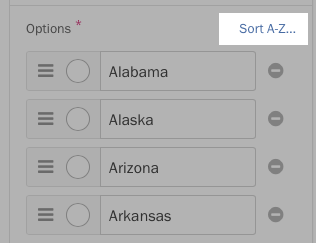 The new "Sort A-Z" button for long multiple choice fields.